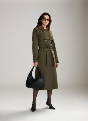 Trench Coat with Contrast Collar